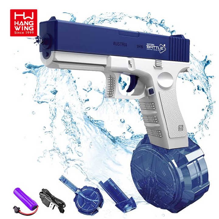 HW Toys Glock Clip Version of Bullet Drum The Electric Water Gun 2023 New Outdoor Child Design Shooting Game Pistol Kids Toys