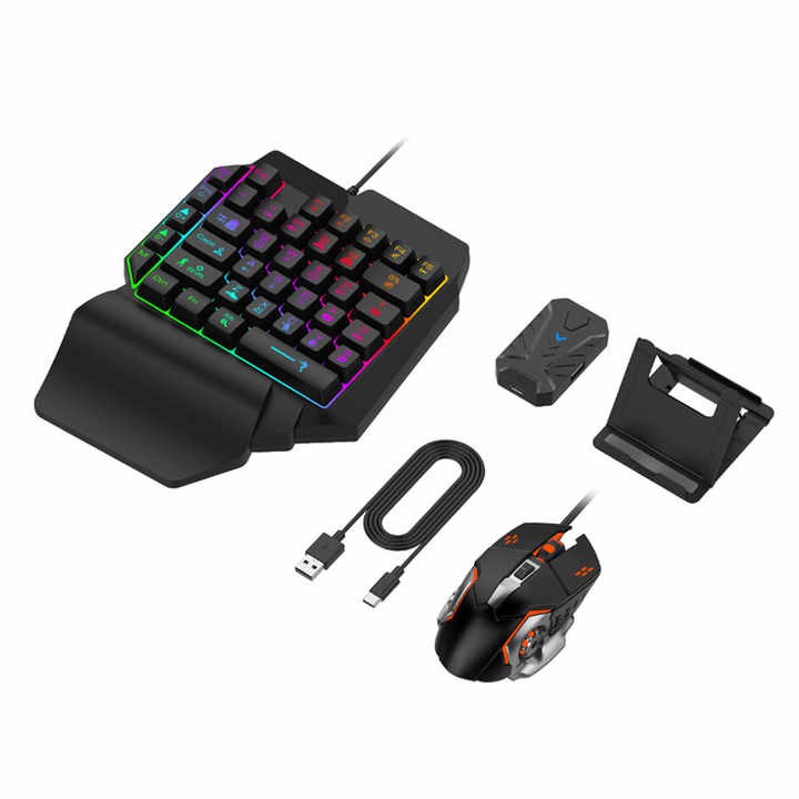 4 in 1 mobile game combo wireless converter with one-hand F6 keyboard and G2 gaming mouse for games playing